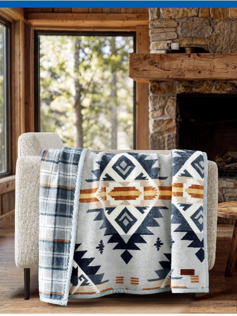 🌸Pendelton Cozy Geometric Reversible Throw Blanket